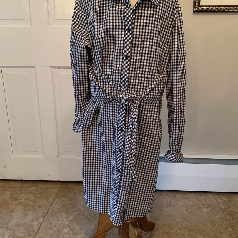 Black and White Checkered Belted Dress